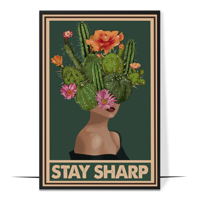 Stay Sharp hand-drawn vintage print — A warm, retro vintage design framing the bol