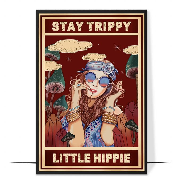 Stay Trippy hand-drawn vintage print — A warm, retro vintage design with groovy let