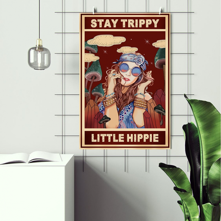 Stay Trippy print framed and displayed in a living room
