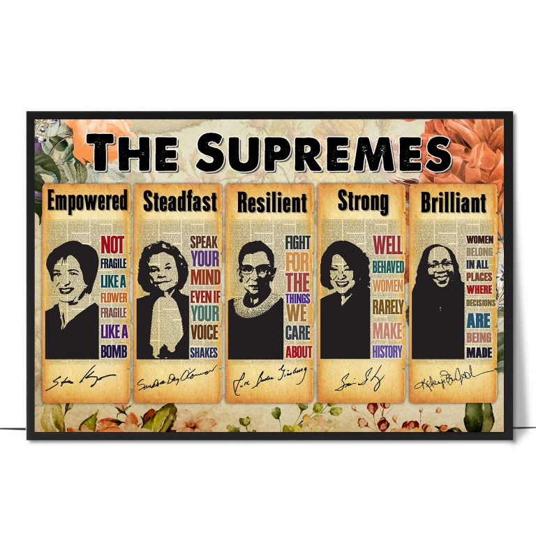 Women of the Supreme Court hand-drawn poster — Minimalist hand-lettered styling celebrating the