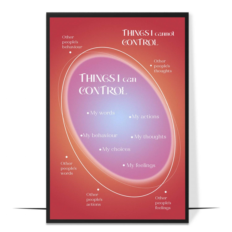 Things I Can Control poster — aura print sorting what is and isn't in your control, CBT therapy wall art