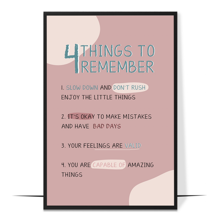 Things to Remember hand-drawn abstract print — A calm abstract color field framing a short