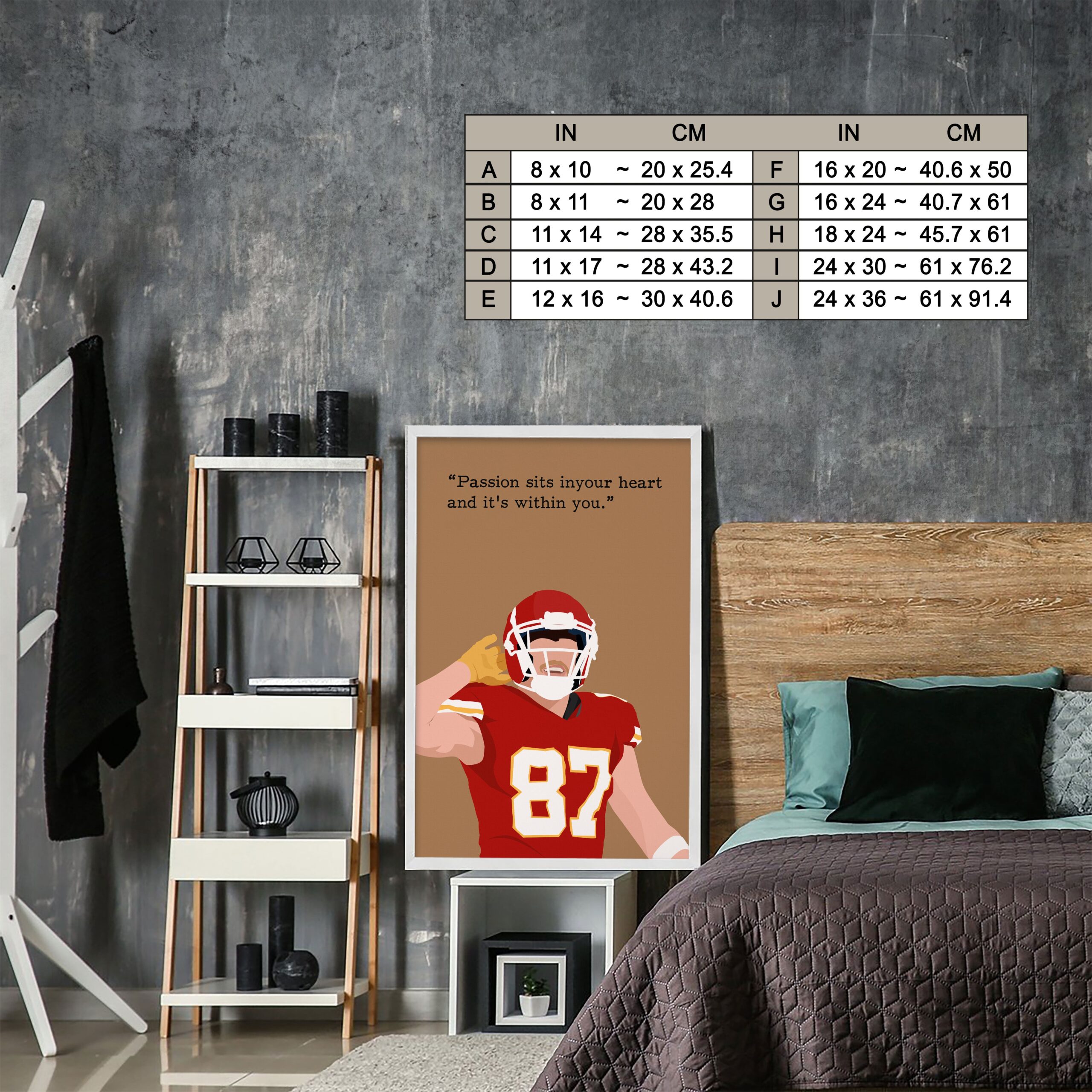 Travis Kelce Rugby Motivational Quote Wall Art - Image 7