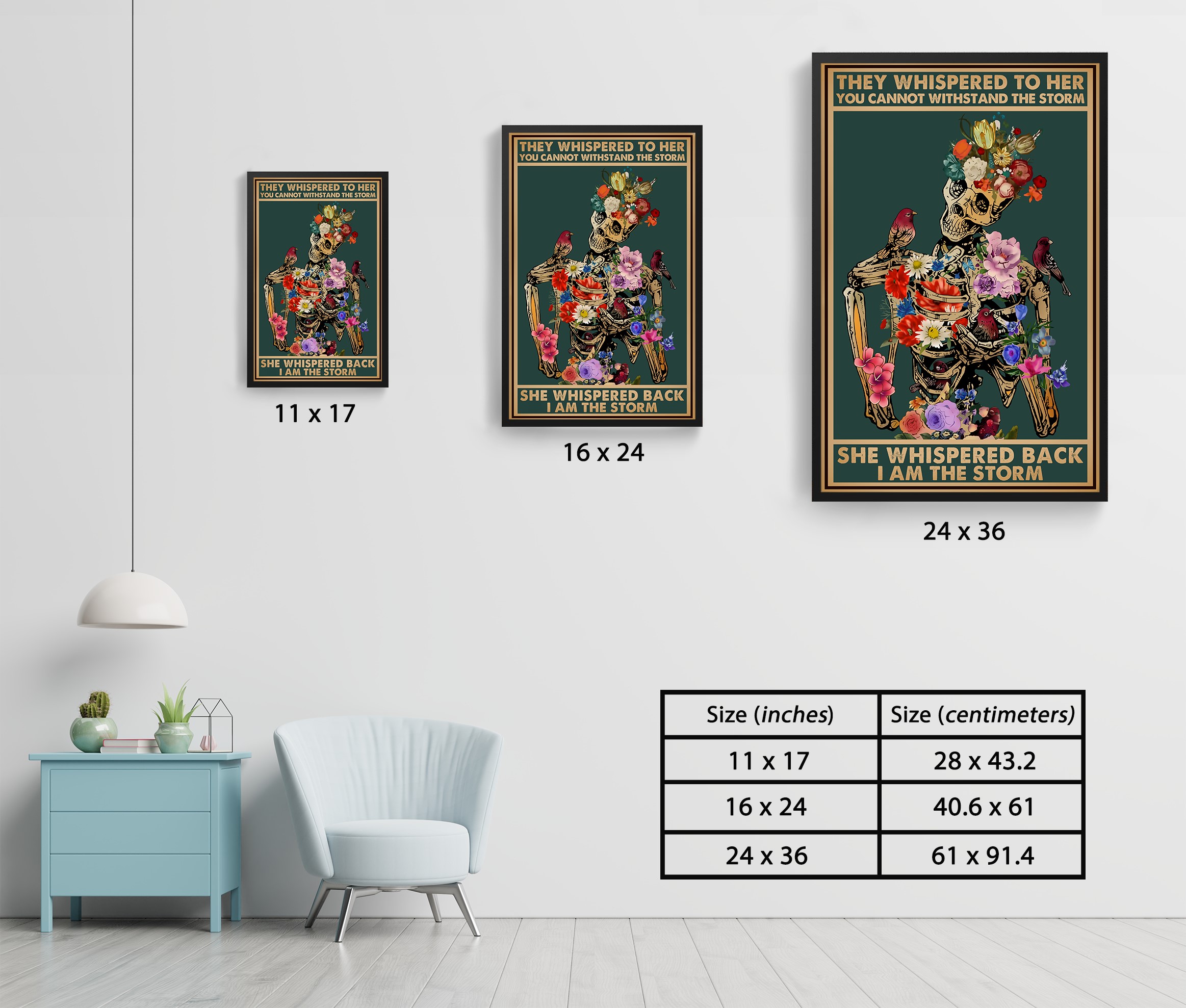 Vintage Flower Skeleton I Am the Storm Printable - Image 7