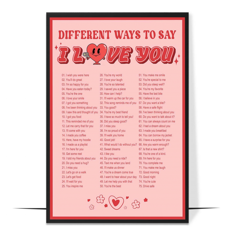 Ways to Say I Love You hand-drawn wall art print — A clean typographic list of everyday ways to