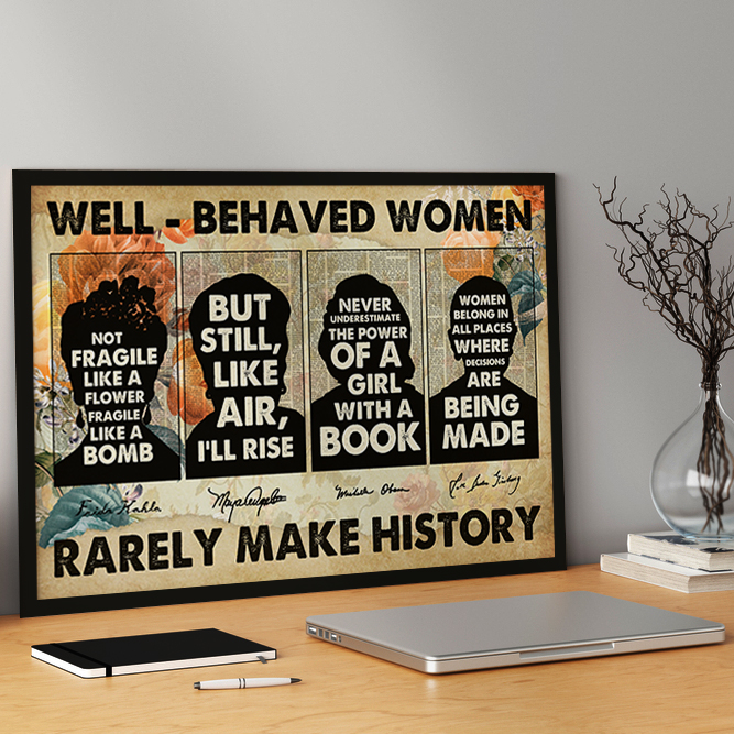 Well-Behaved Women Inspirational Unframed 16x24in Laminated Hand-drawn Wall Art - Image 7