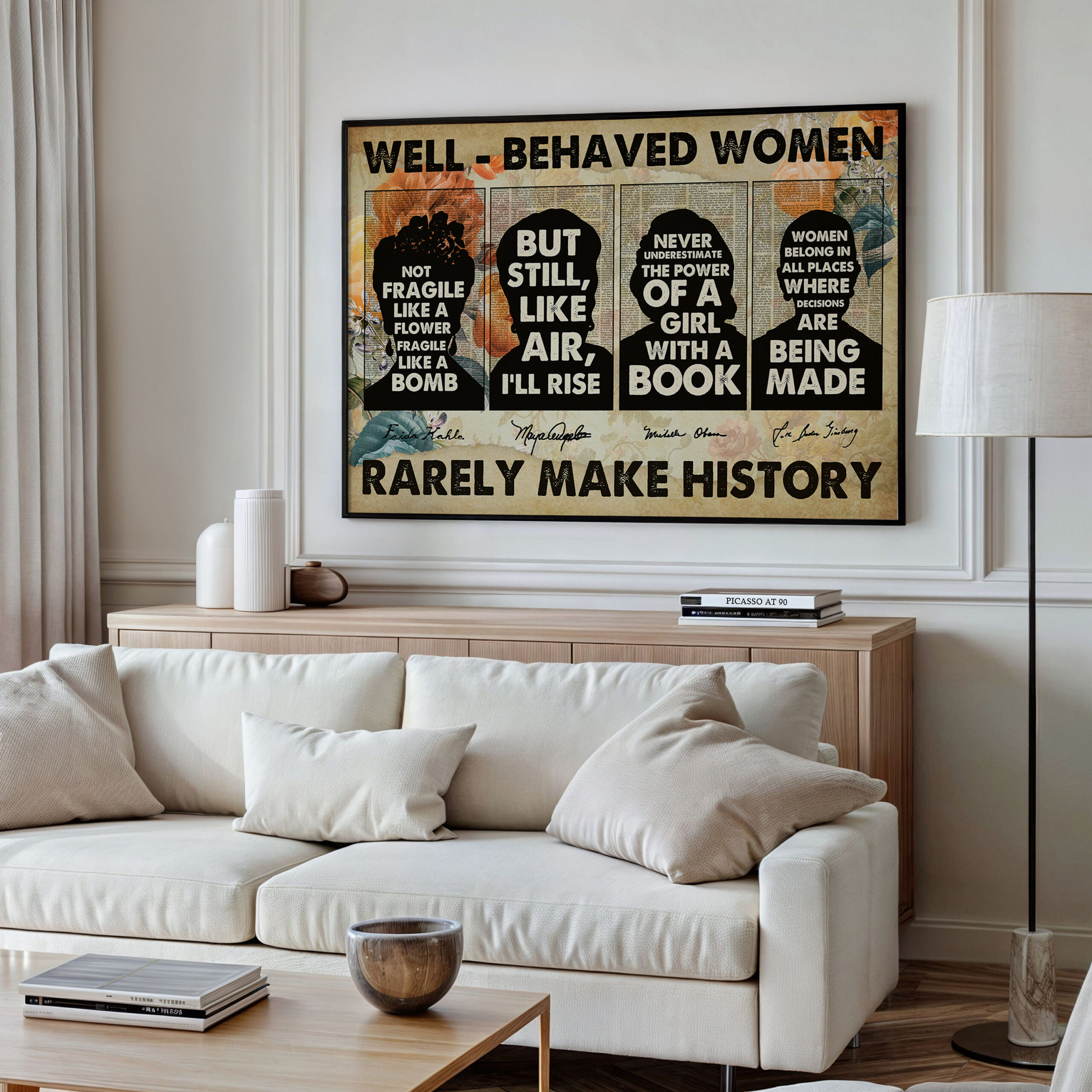 Well-Behaved Women Inspirational Unframed 16x24in Laminated Hand-drawn Wall Art - Image 8