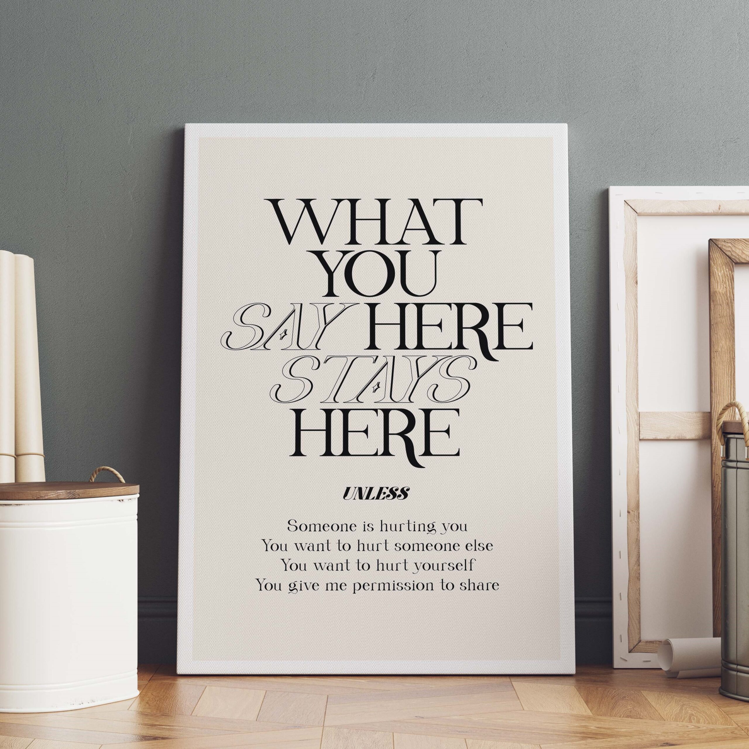 What You Say Here Confidentiality Typography Wall Art - Image 5