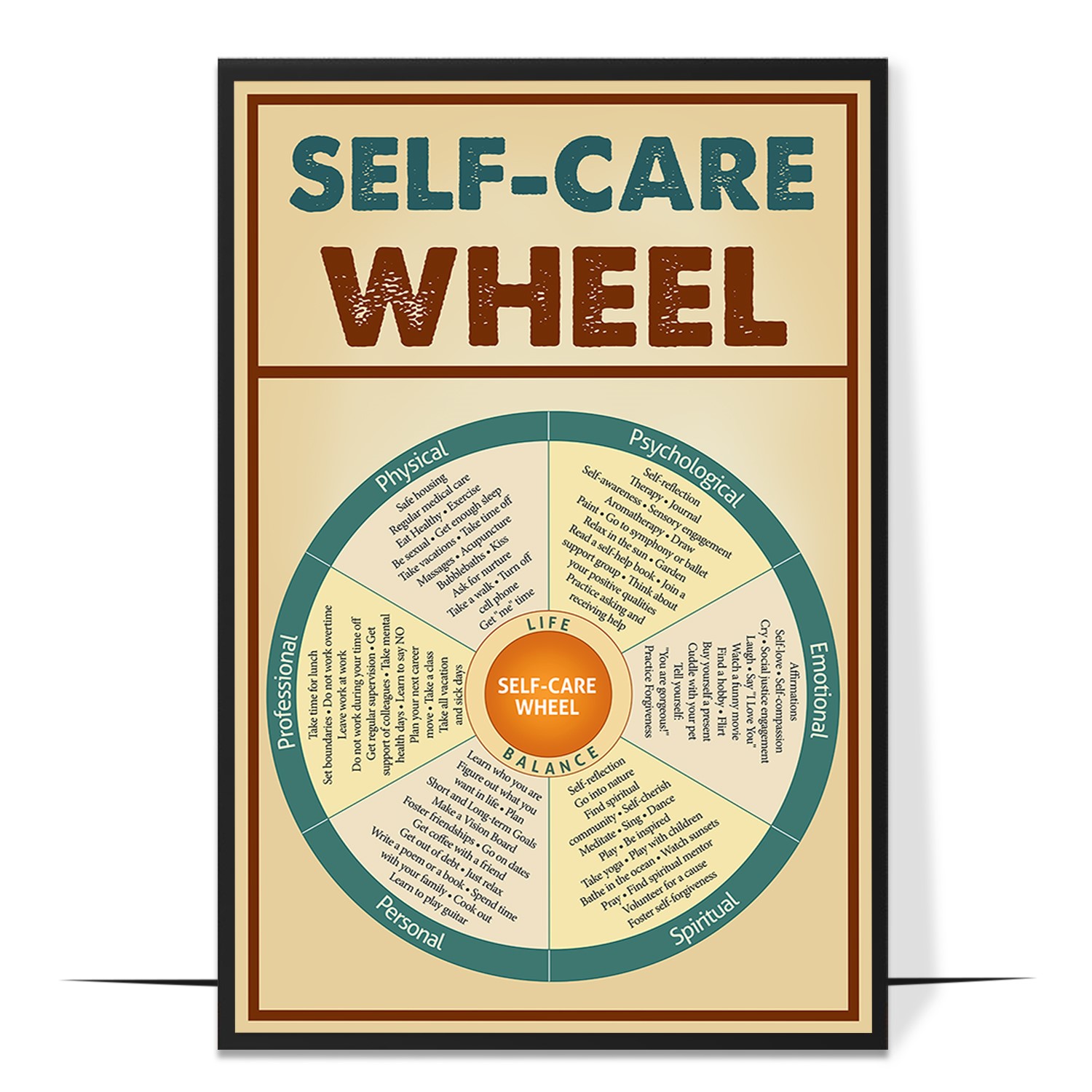 Wheel of Self-care Vintage Printable