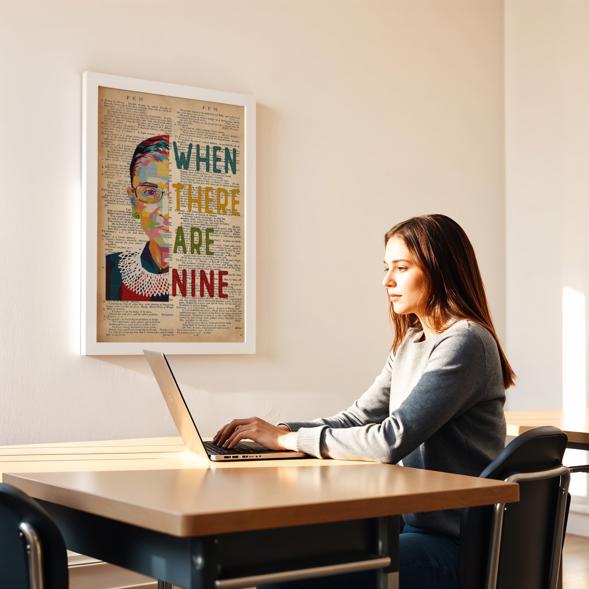 When There Are Nine RBG Empower Inspirational Quote Wall Art - Image 5