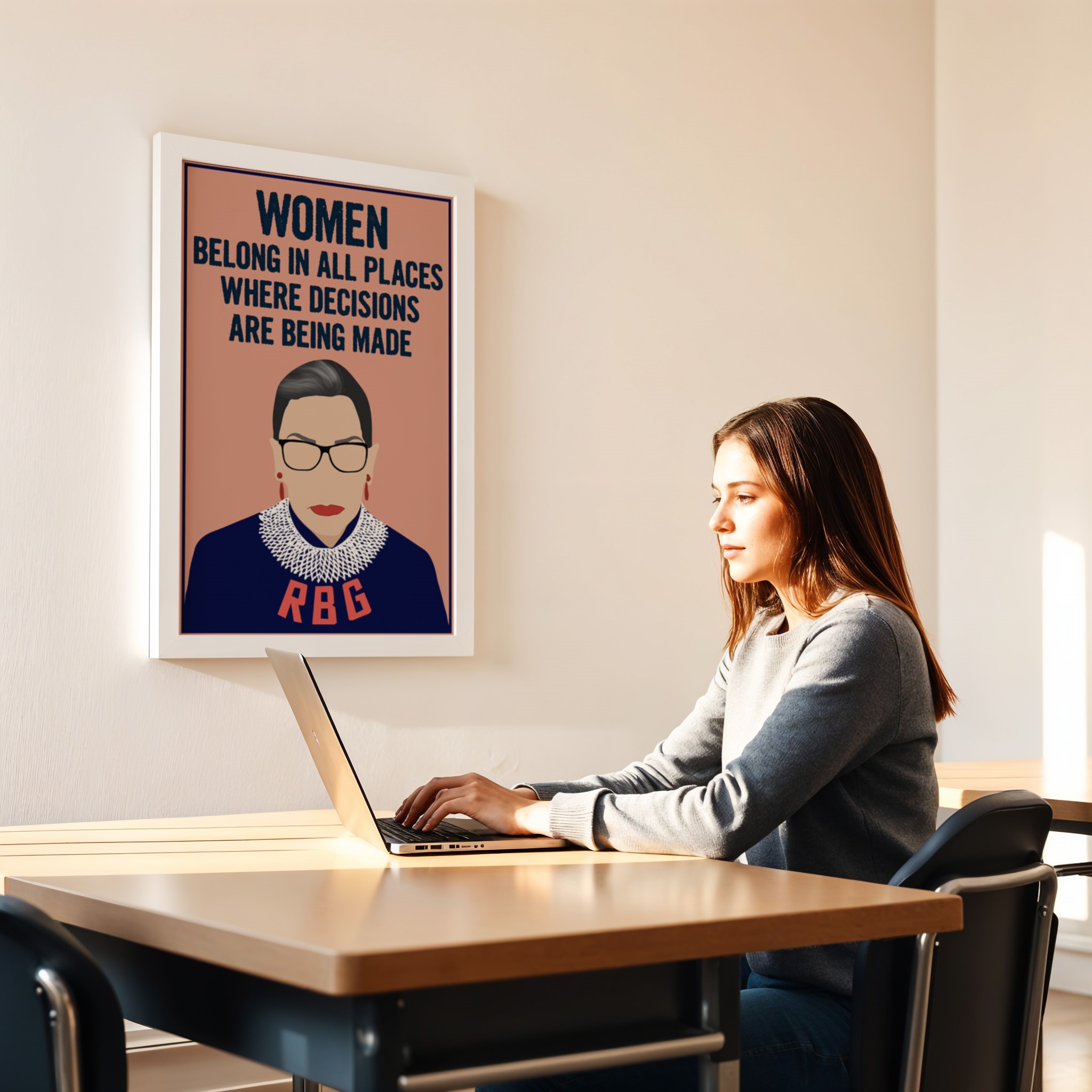 Women Belong in All Places RBG Inspirational Quote Wall Art - Image 5