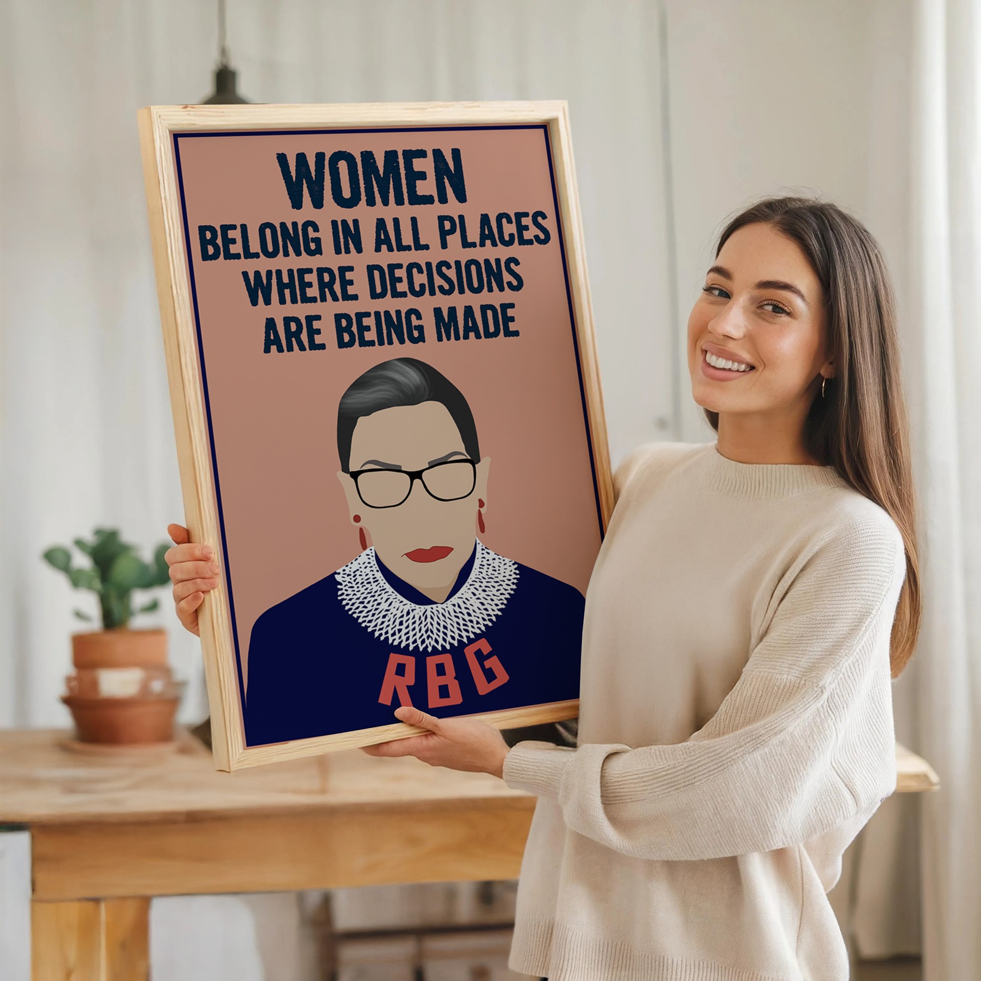 Women Belong in All Places RBG Inspirational Quote Wall Art - Image 7
