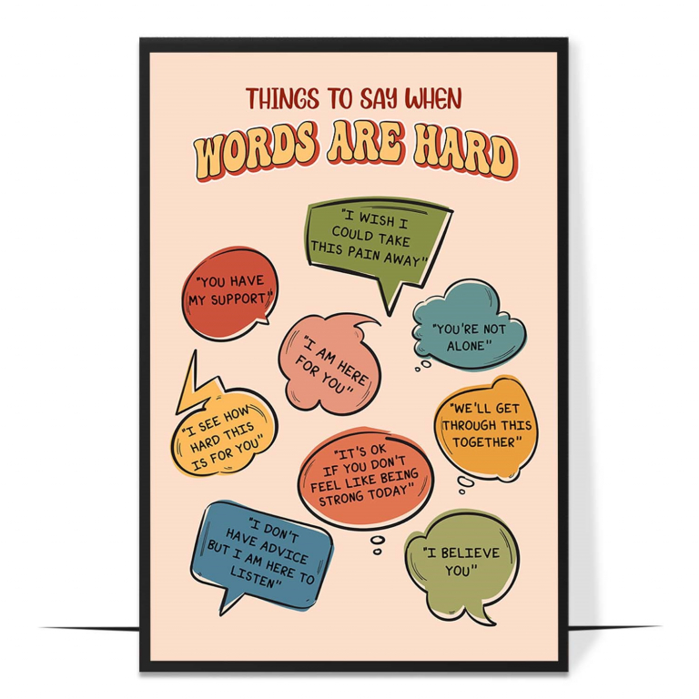 Words of support poster — Supportive phrases set beside ones to avoid, so a pers