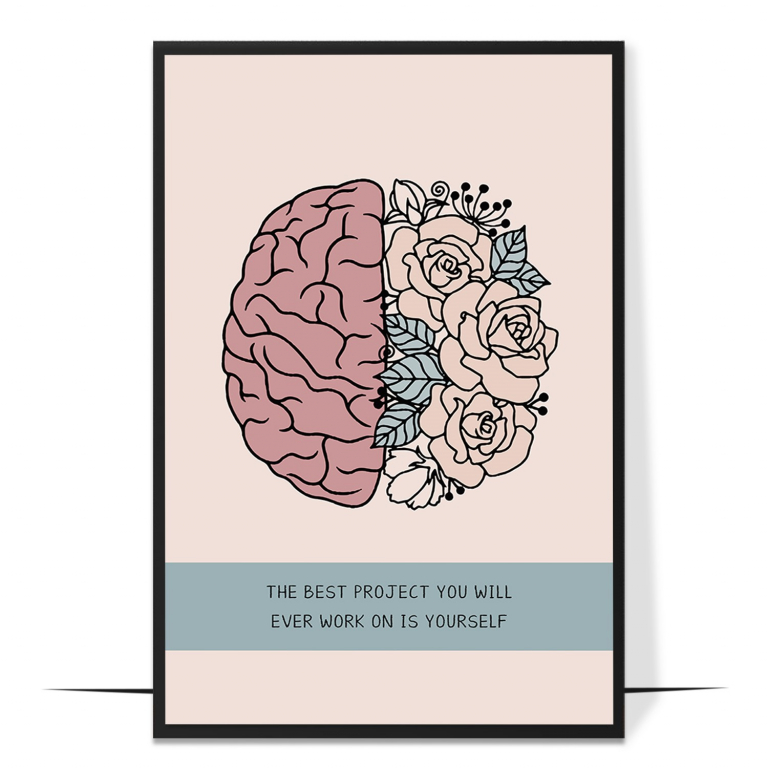 Work on Yourself hand-drawn abstract print — A painterly abstract wash framing the words