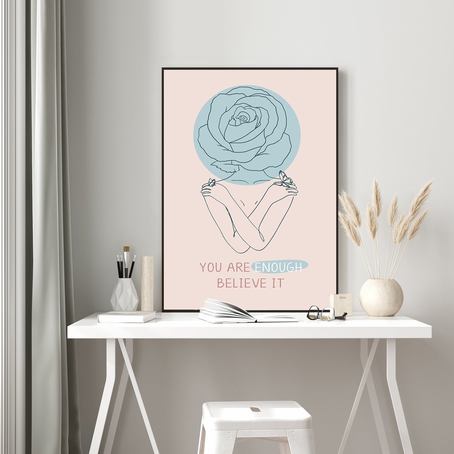 You Are Enough Positive Mental Health Abstract Wall Art - Image 2