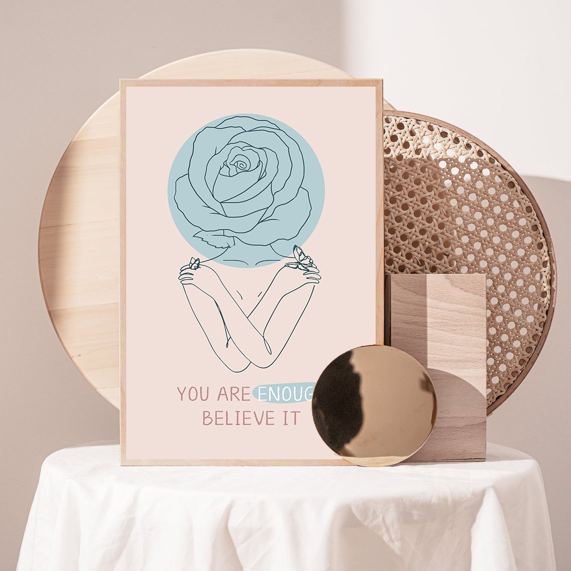 You Are Enough Positive Mental Health Abstract Wall Art - Image 3