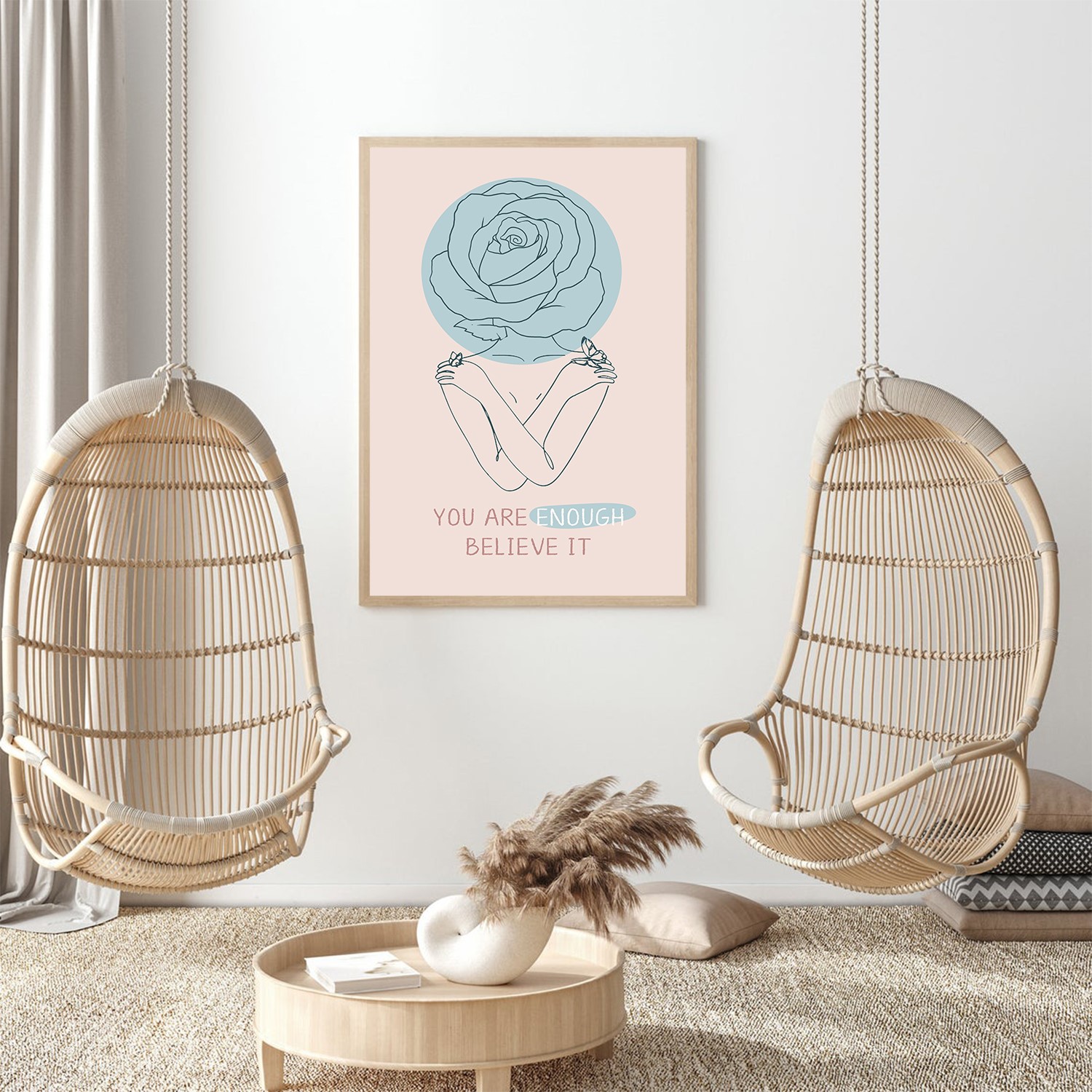 You Are Enough Positive Mental Health Abstract Wall Art - Image 4