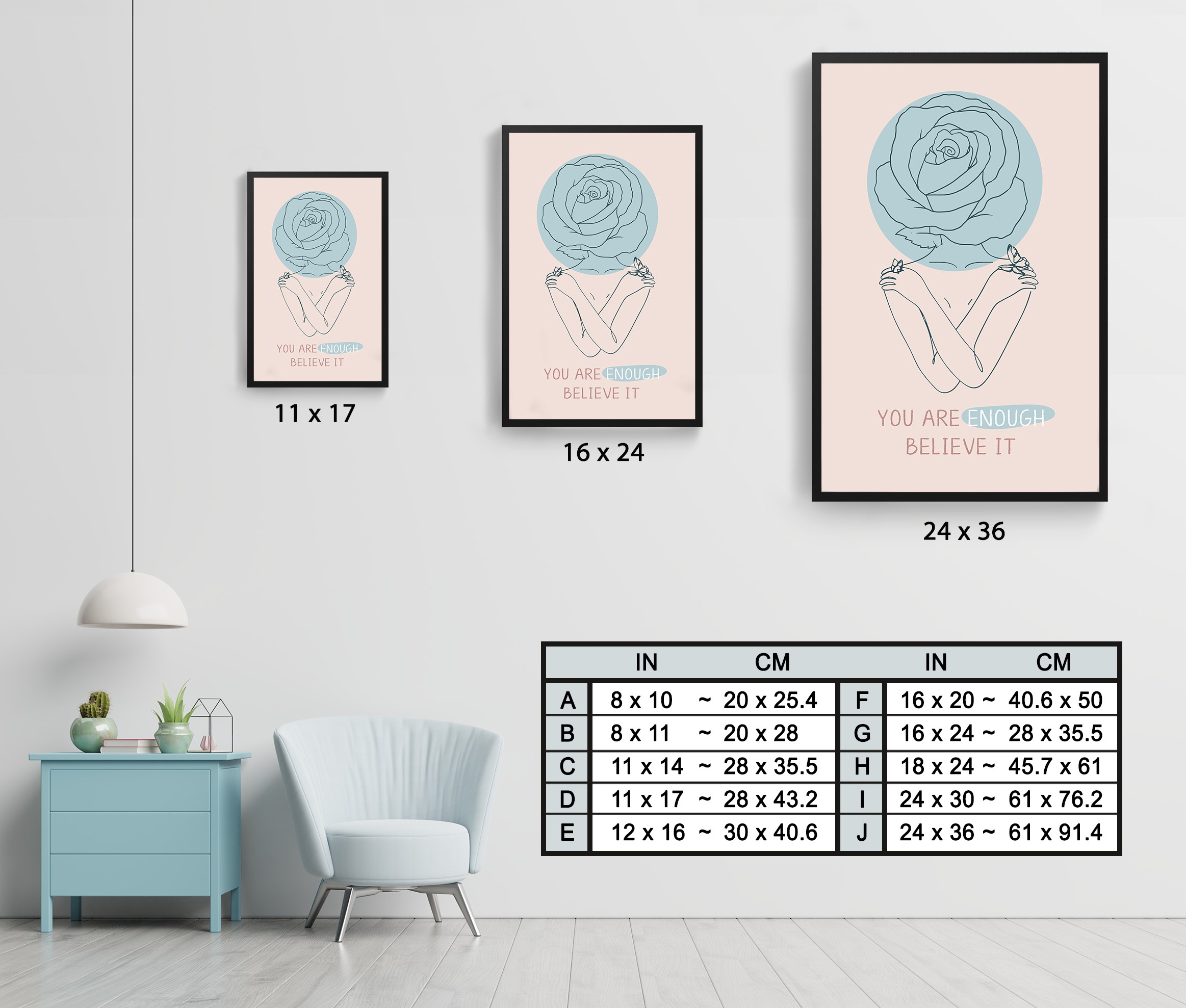 You Are Enough Positive Mental Health Abstract Wall Art - Image 7