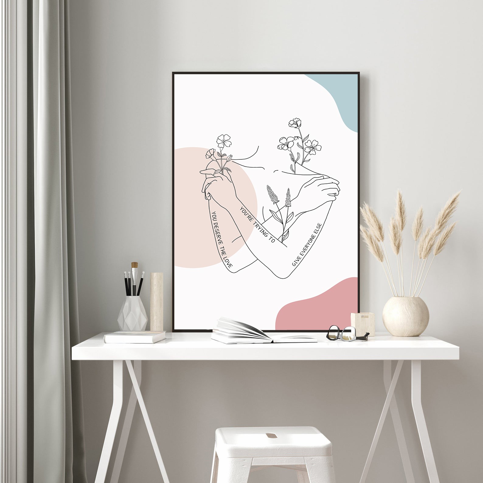 You Deserve the Love Abstract Mental Health Wall Art - Image 2