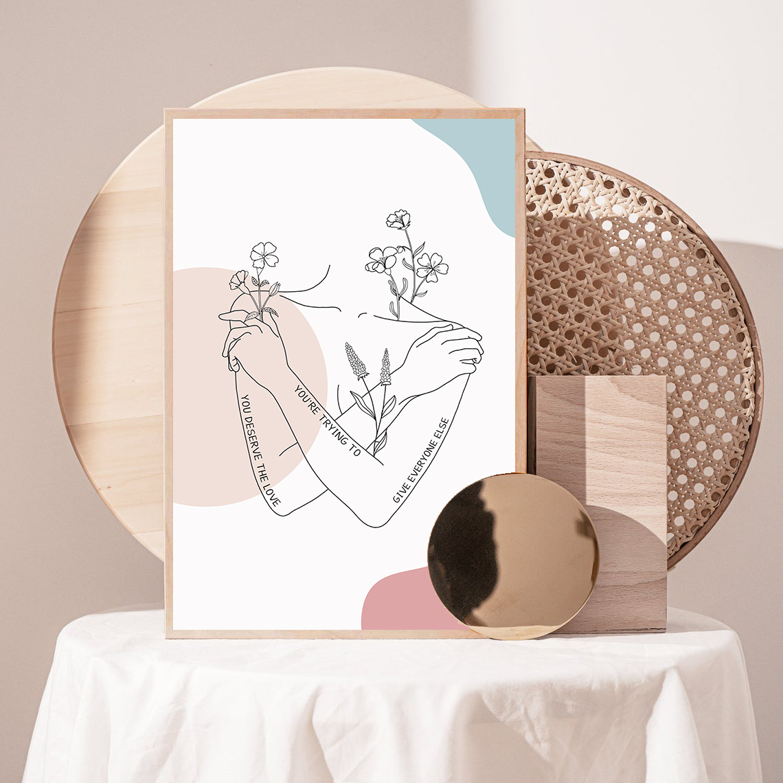 You Deserve the Love Abstract Mental Health Wall Art - Image 3