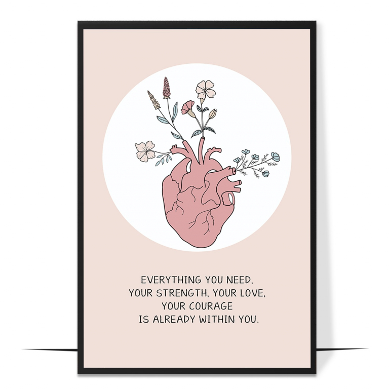 Your Strength Your Love hand-drawn abstract print — A painterly abstract wash framing a message