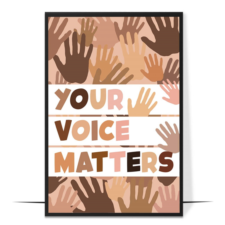 Your Voice Matters hand-drawn boho print — A boho design surrounding the hand-lettered wo