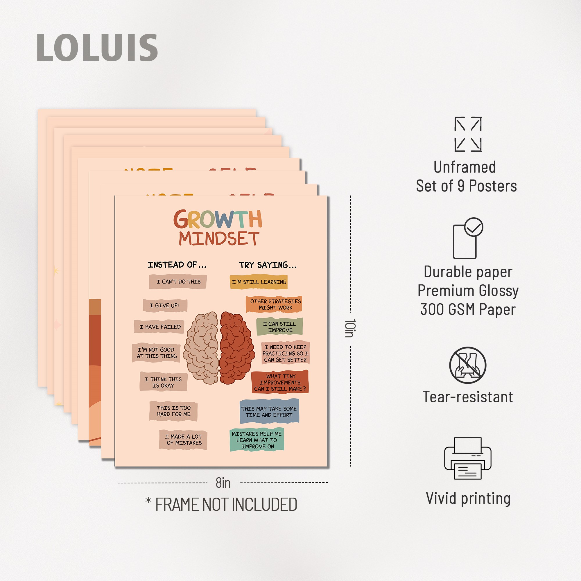 9Pcs Boho Mental Health Therapy Unframed 8x10in Laminated Poster - Image 2