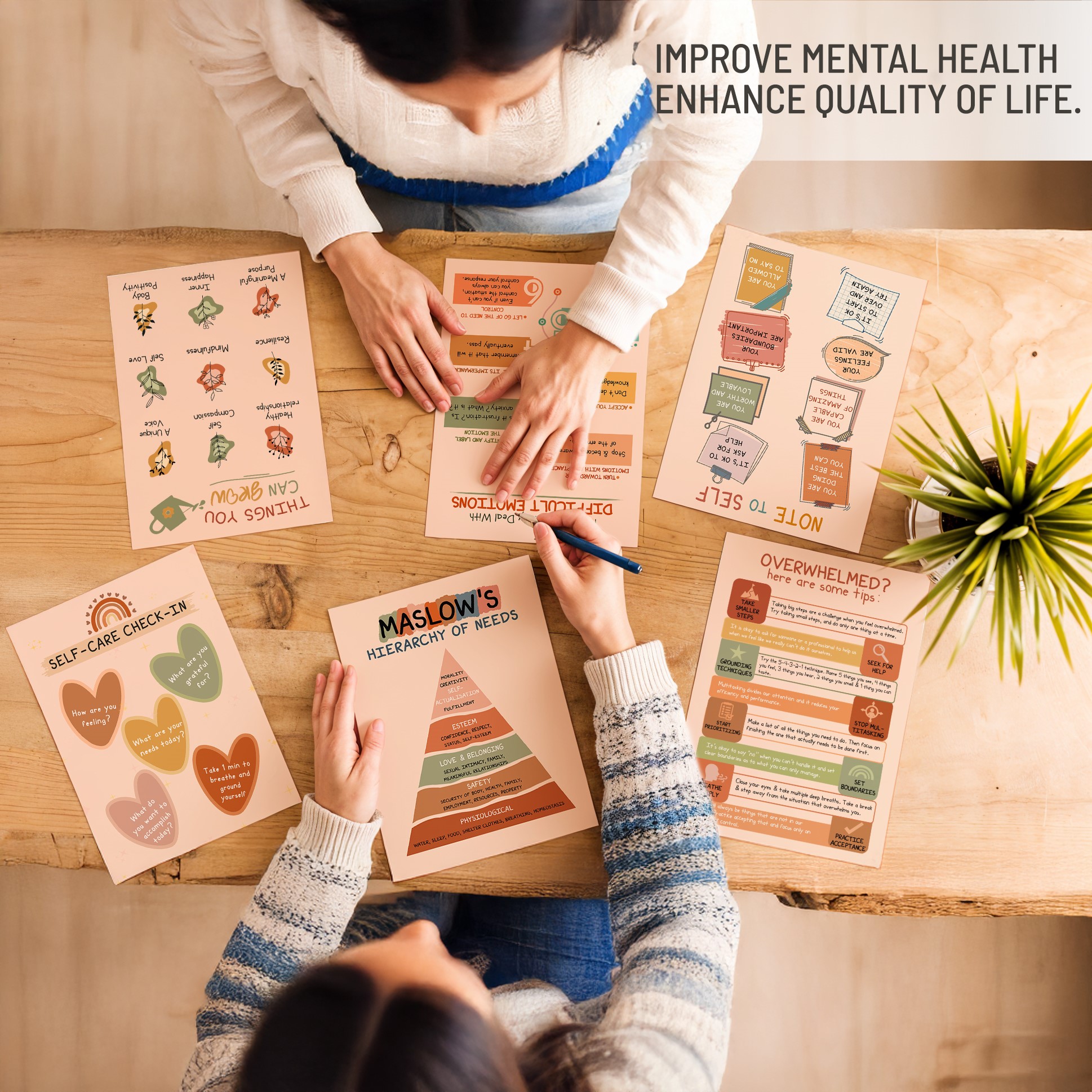 9Pcs Boho Mental Health Therapy Unframed 8x10in Laminated Poster - Image 4