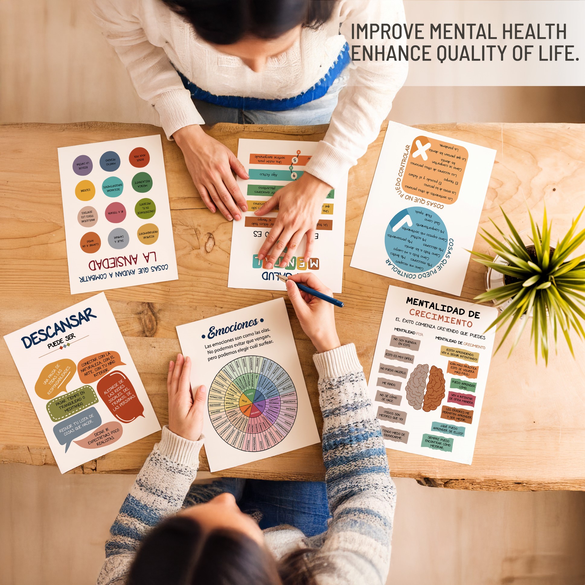 9Pcs Spanish Mental Health Therapy Unframed 8x10in Laminated Poster - Image 4