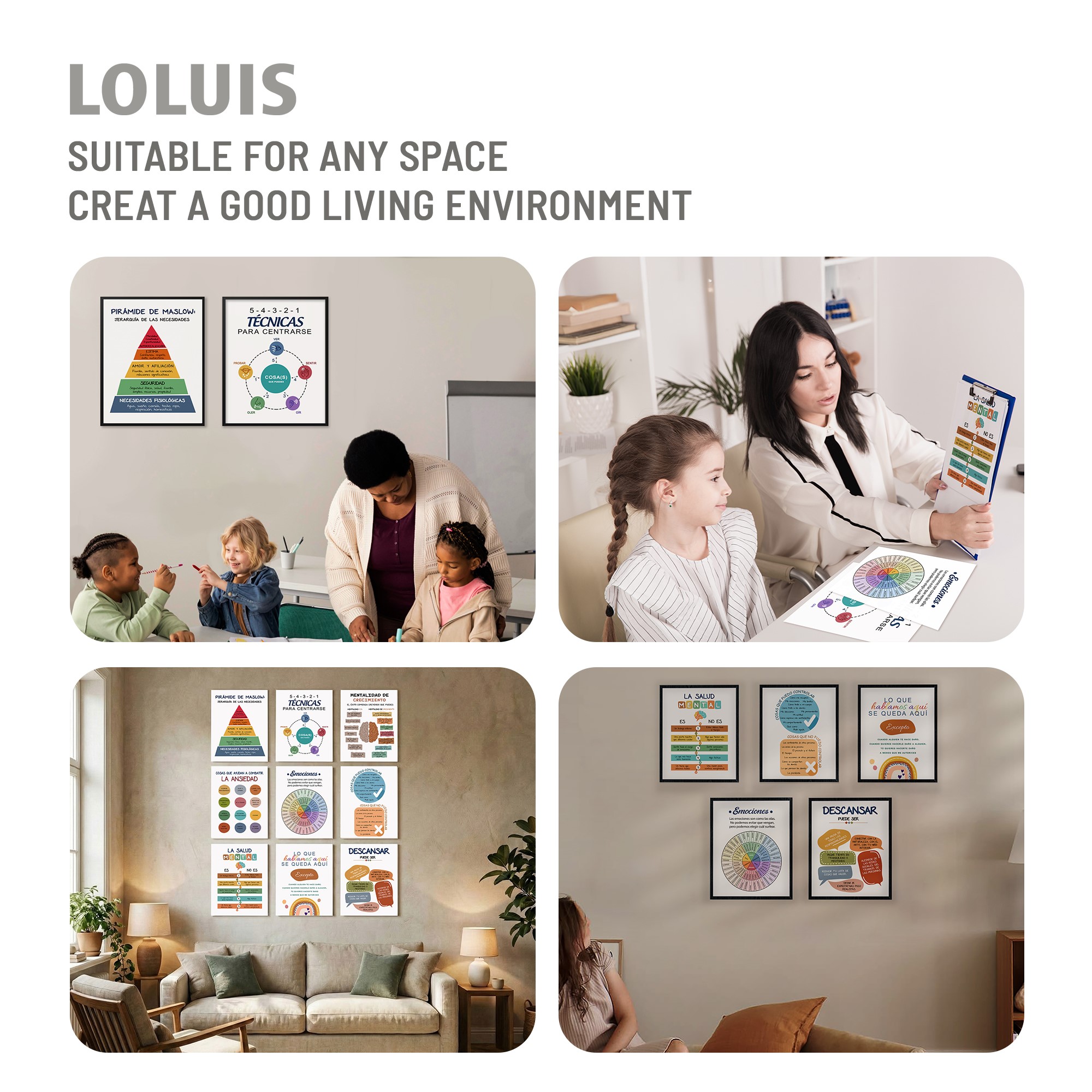 9Pcs Spanish Mental Health Therapy Unframed 8x10in Laminated Poster - Image 6