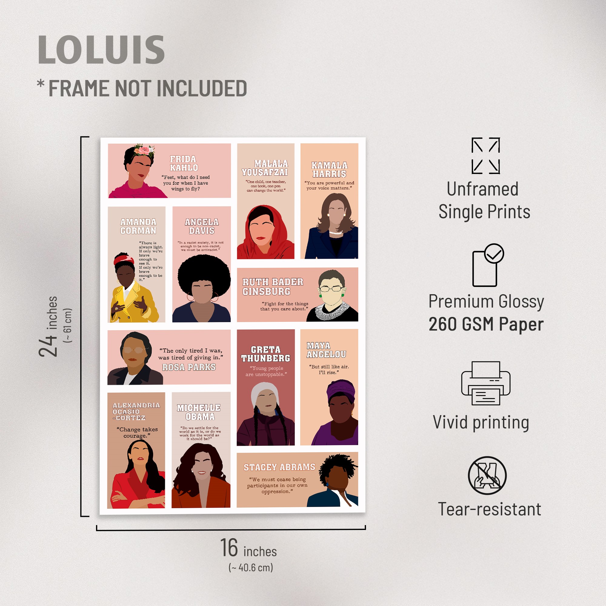 Empowered Women Inspirational Unframed 16x24in Laminated Hand-drawn Wall Art - Image 2