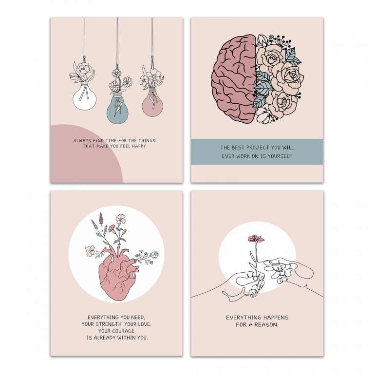 Abstract Positivity Set hand-drawn print — A matched grouping of 4 hand-drawn prints on cal