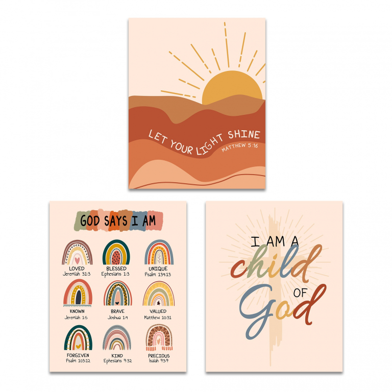 Boho Bible Verses Set hand-drawn print — A coordinated set of 3 hand-drawn prints on comf