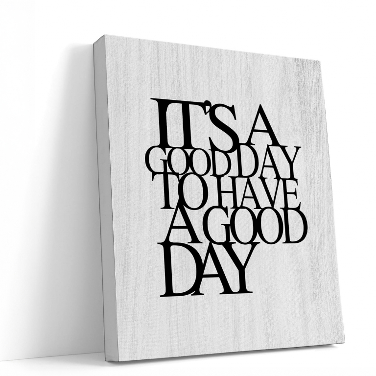 Good Day hand-drawn print — A ready-to-hang canvas framing the sunny words t