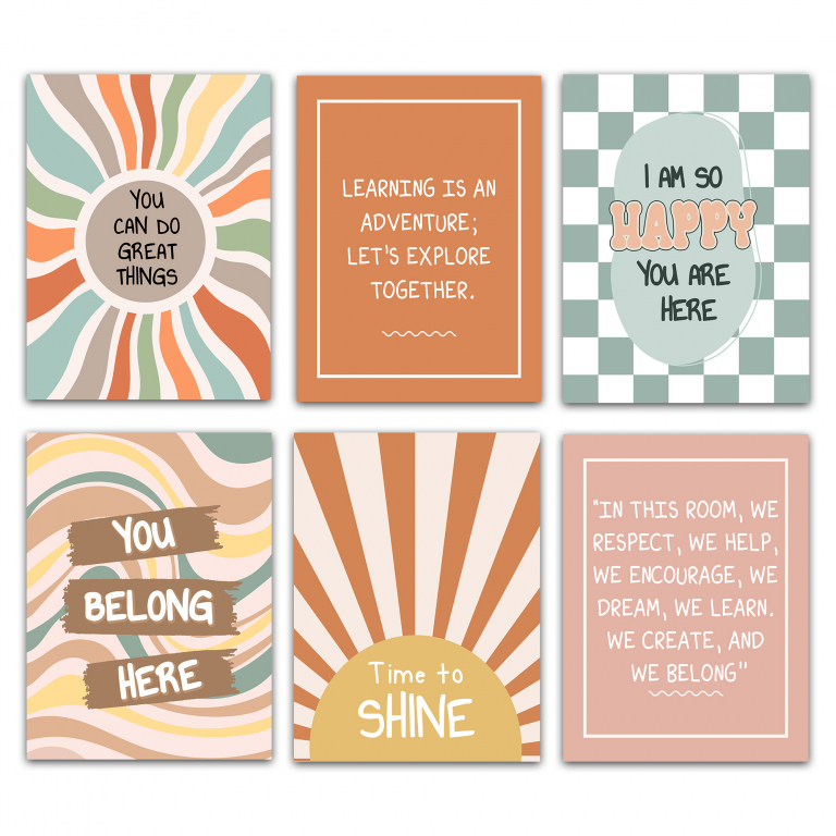 Growth Affirmations Set hand-drawn print — A coordinated set of 6 hand-drawn prints on grow