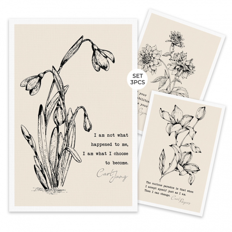 Psychologist Quotes Set hand-drawn print — A 3-piece hand-drawn collection on wisdom from b