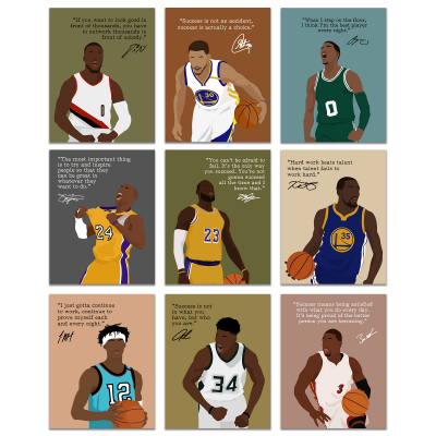 Motivational Basketball Superstars Set Poster
