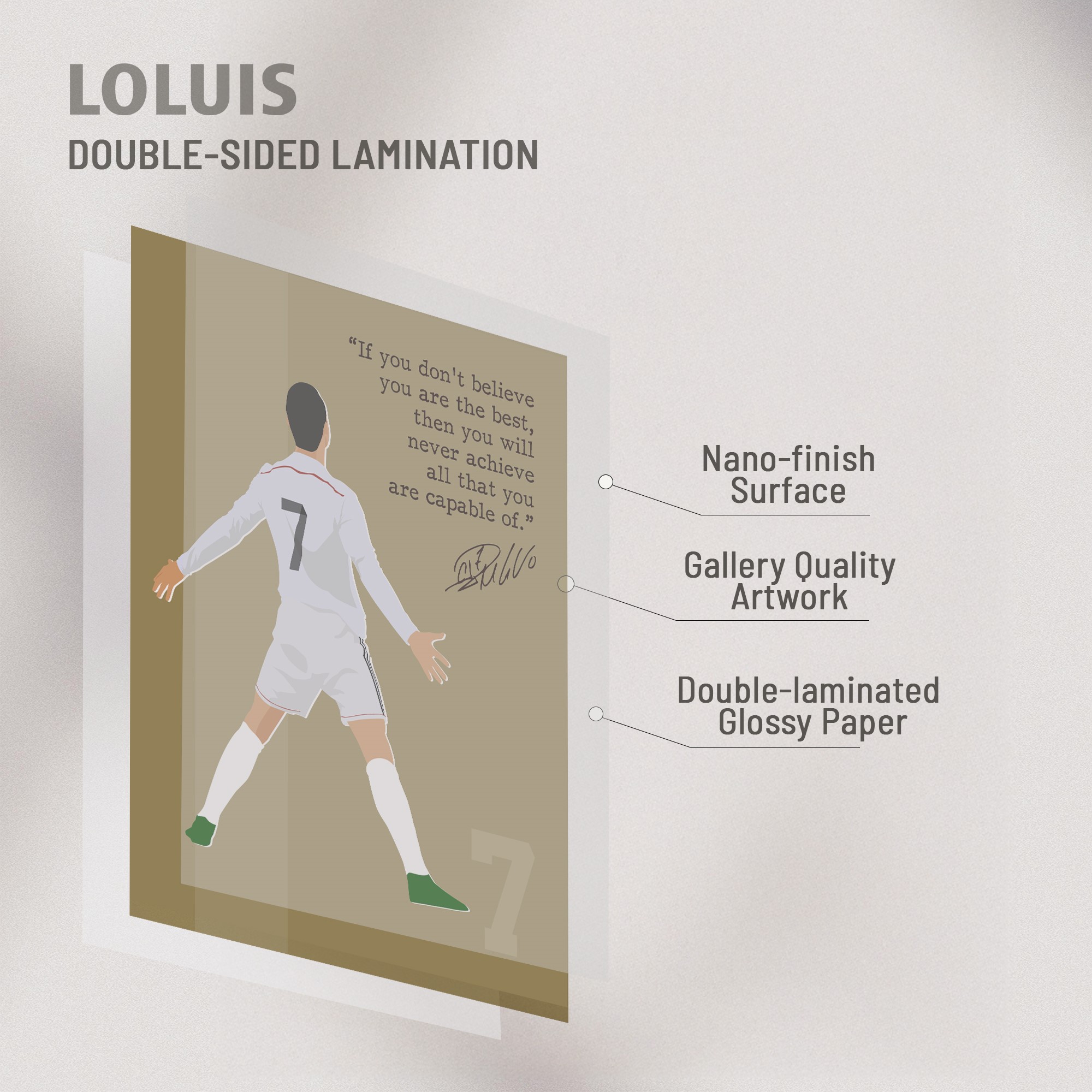 Motivational Soccer Superstars Set 4 Pcs Unframed 8x10in Laminated Hand-drawn Poster - Image 3