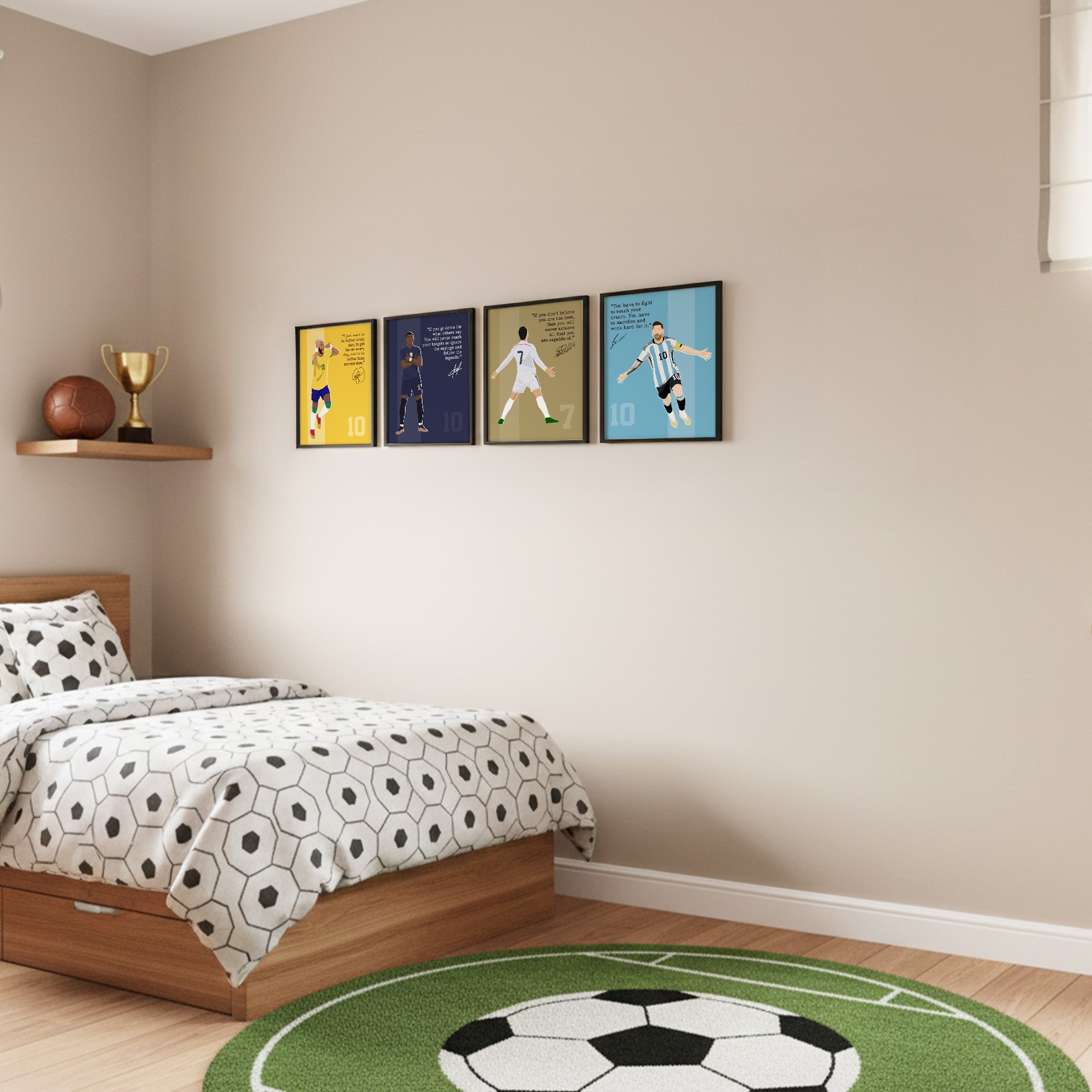 Motivational Soccer Superstars Set 4 Pcs Unframed 8x10in Laminated Hand-drawn Poster - Image 6