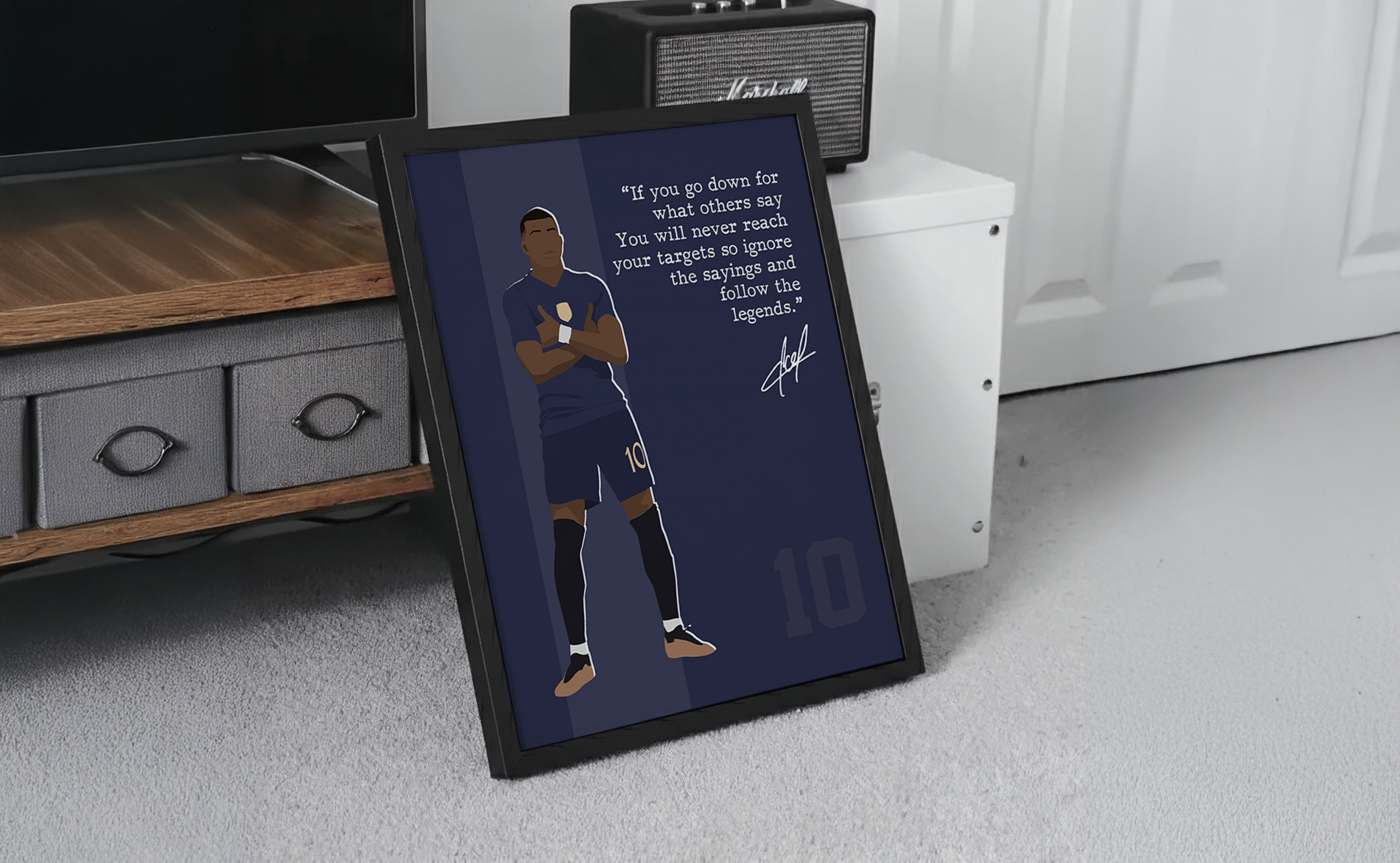 Motivational Soccer Superstars Set 4 Pcs Unframed 8x10in Laminated Hand-drawn Poster (7)