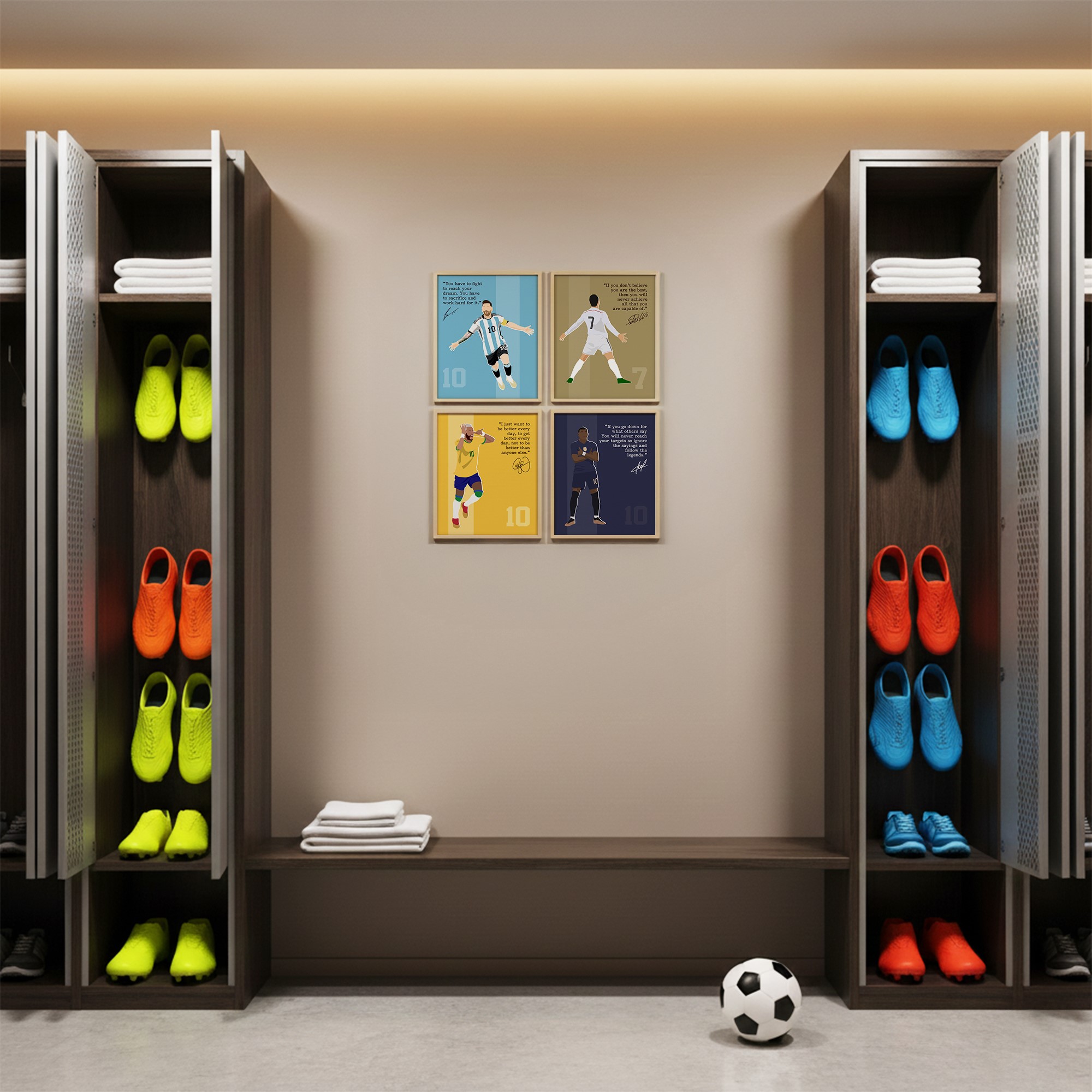 Motivational Soccer Superstars Set 4 Pcs Unframed 8x10in Laminated Hand-drawn Poster - Image 7