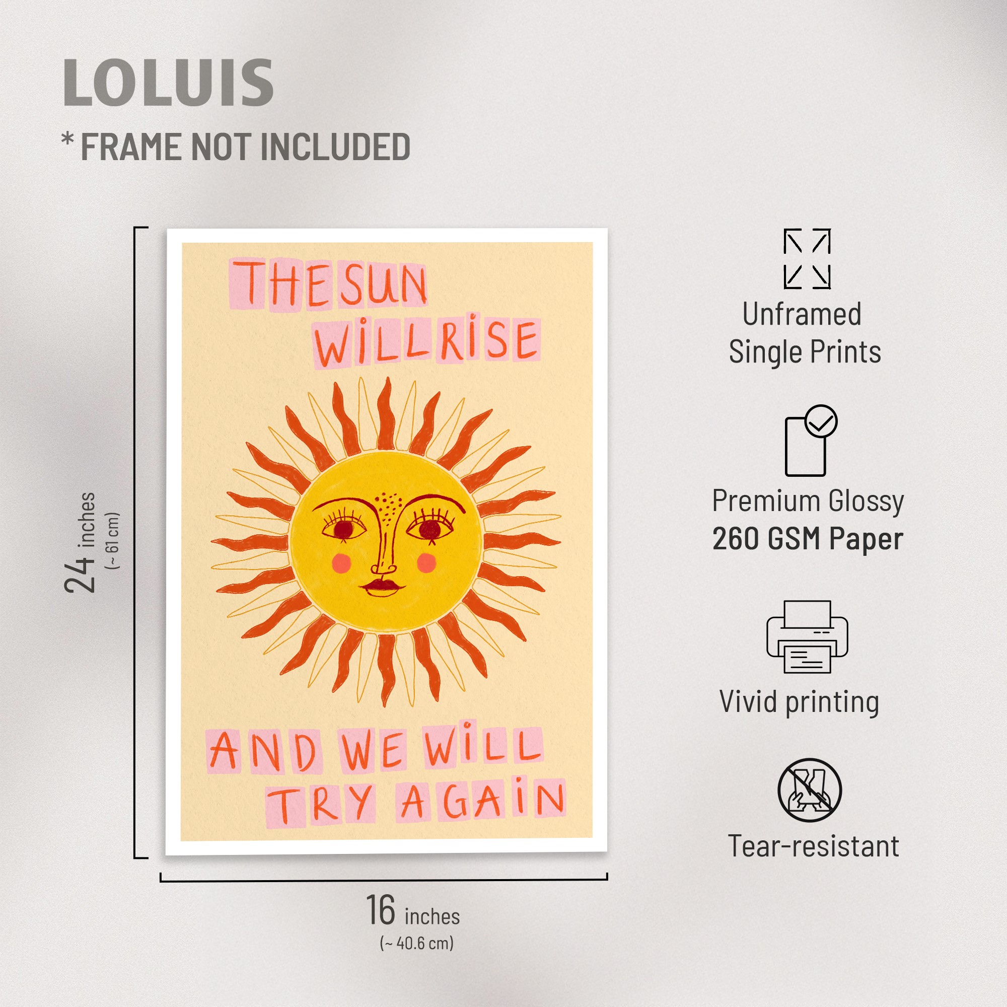 The Sun Will Rise Mental Health Unframed 16x24in Laminated Wall Art - Image 2