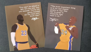 Customer photo for Motivational Basketball Superstars Set 9 Pcs Unframed 11x14in Laminated Hand-drawn Poster