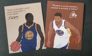 Customer photo for Motivational Basketball Superstars Set 9 Pcs Unframed 11x14in Laminated Hand-drawn Poster