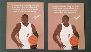 Customer photo for Motivational Basketball Superstars Set 9 Pcs Unframed 11x14in Laminated Hand-drawn Poster