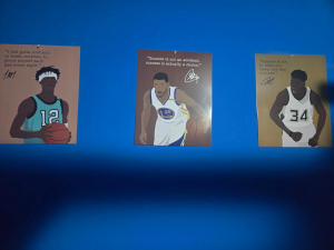 Customer photo for Motivational Basketball Superstars Set 9 Pcs Unframed 11x14in Laminated Hand-drawn Poster