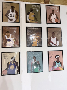 Customer photo for Motivational Basketball Superstars Set 9 Pcs Unframed 11x14in Laminated Hand-drawn Poster