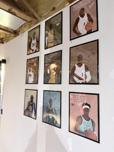 Customer photo for Motivational Basketball Superstars Set 9 Pcs Unframed 11x14in Laminated Hand-drawn Poster
